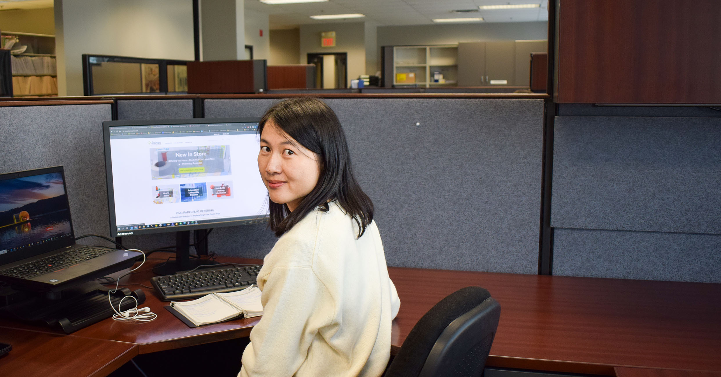 Lisa Li working on the Pharmacy store.