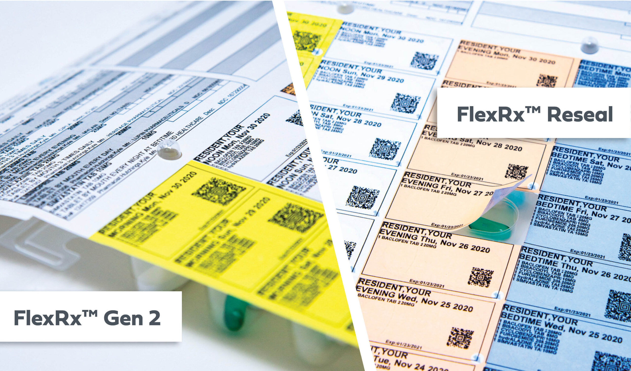 Image featuring new medication adherence products: FlexRx Gen 2 and FlexRx Reseal